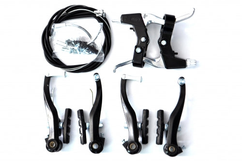 Гальма V-brake Sypo YD-V26 120мм передні та задні, чорні, гальмівні ручки АЛ YD-B05, троси та рубашки (п:800х410мм/з:1400х1100мм)